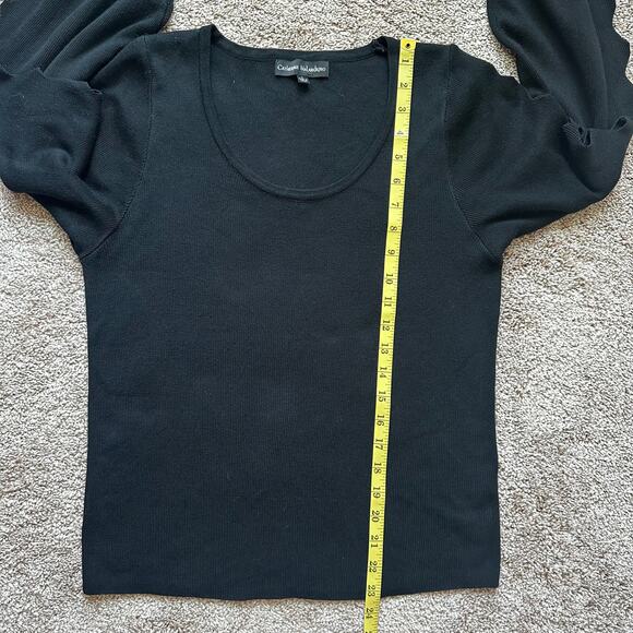 Catherine Malandrino Scoop Neck Sweater Cut Out Details at Sleeves Black Size L - Picture 12 of 12